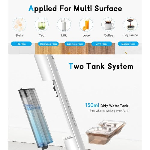 ECOWELL Cordless Electric Mop, All in One Wet Dry Vacuum Cleaner and Mop with Self Cleaning, Water Spray for Hardwood, Tile, Marble Floor Cleaning ECOWELL Cordless Electric Mop, All in One Wet Dry Vacuum Cleaner and Mop with Self Cleaning, Water Spray for Hardwood, Tile, Marble Floor Cleaning
